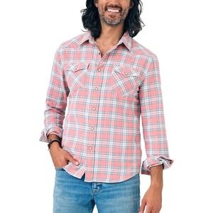 Faherty Western Button Down Shirt Sunrise Peak Plaid Size Small Pearl Snap